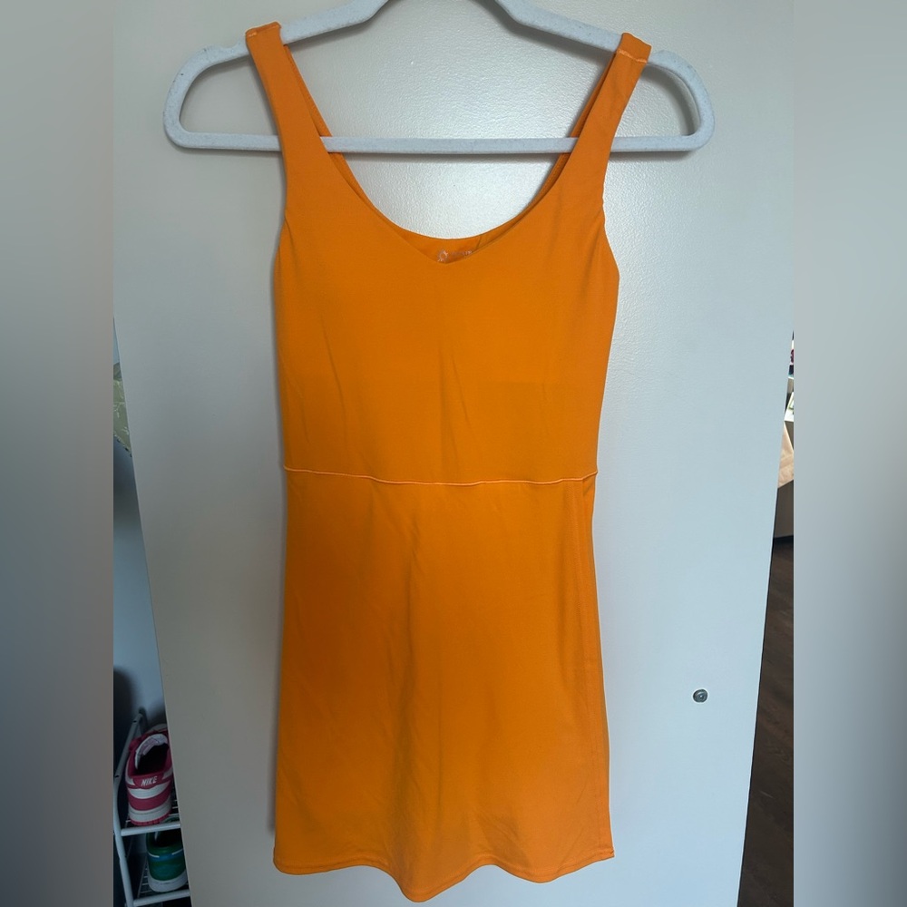 Vibrant Orange Mini Athletic Dress (with shorts built in)